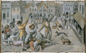 Ms 659 fol.226r Arteveldeファミリー。ゲントでのストリートファイティング、27077の1477ベラムディテール 作： Master of Mary of Burgundy